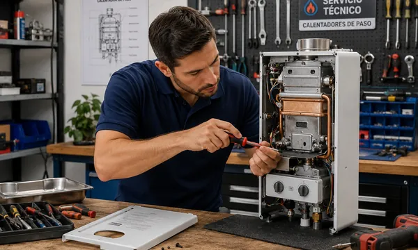 Reparación de un calentador de paso en el taller